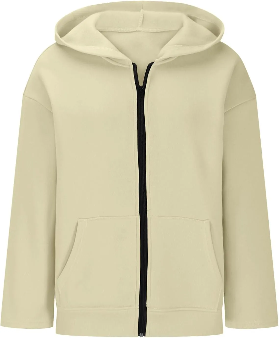 Women Full Zipper Oversized Hooded Sweatshirts Long Sleeve Drop Shoulder Hoodies Trendy Casual Pullover Y2K Clothes