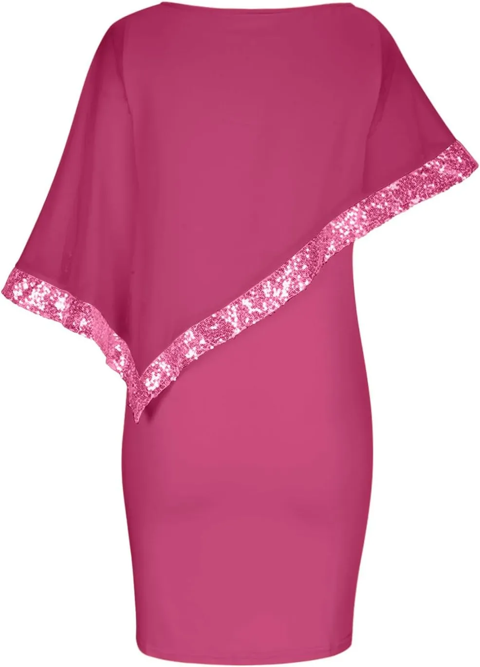 Women Plus Size Summer Dress Asymmetrical Cape Sleeve Bodycon Pencil Dress Elegant Strapless Round Neck Sundresses