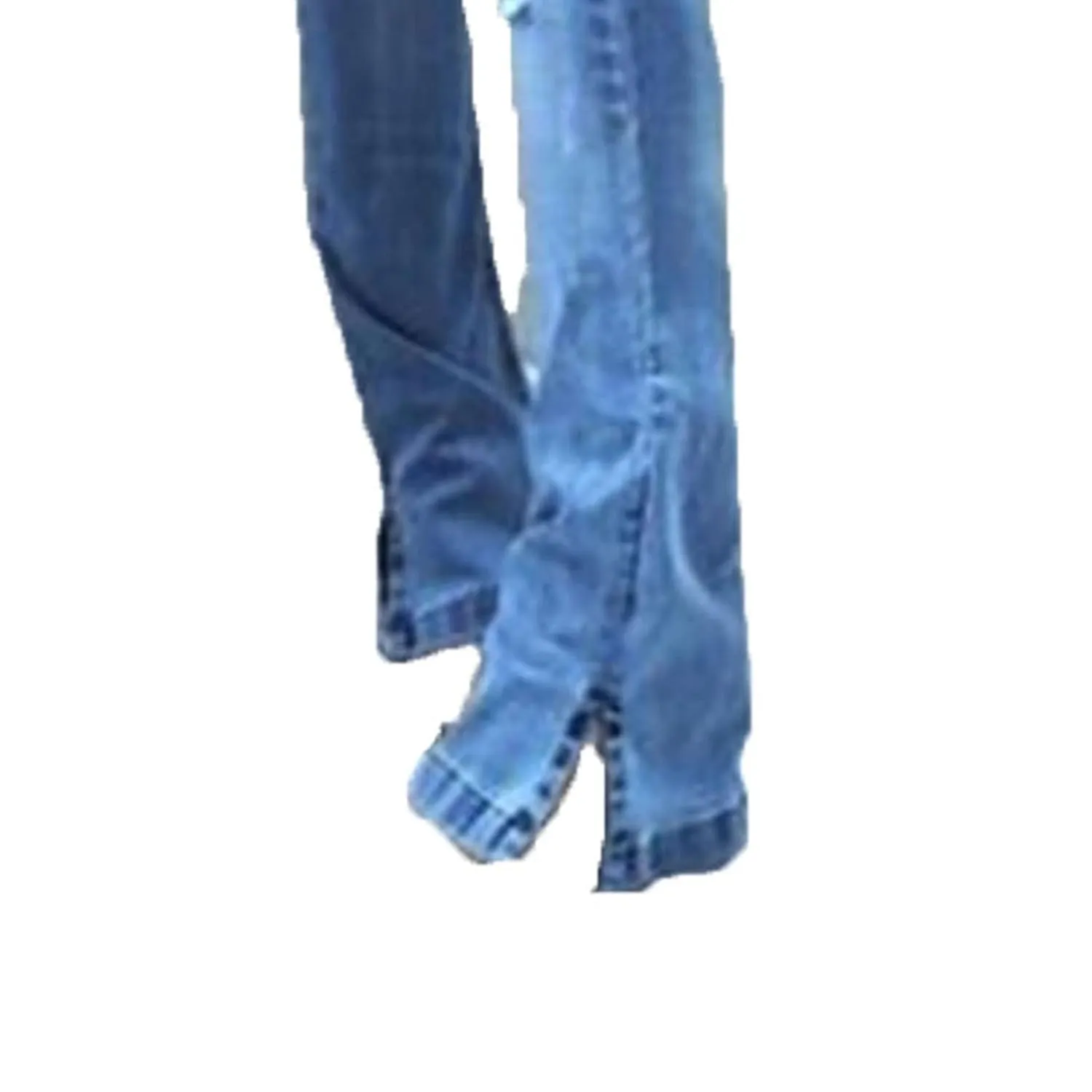 Women Skinny Ripped Bell Bottom Jeans High Waisted Split Hem Flared Denim Pants Distressed Wide Leg Jean Trouser (Dark Blue,Large)