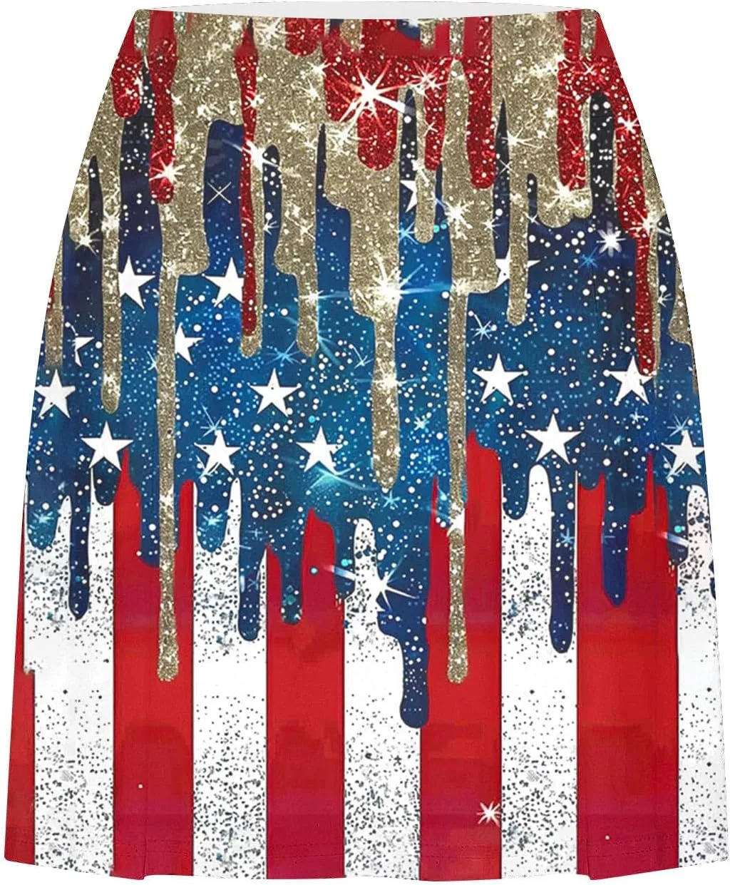 Women Tennis Skirts with Pockets High Waisted Athletic Golf Skorts Skirts Independence Day Print Yoga Leggings Shorts