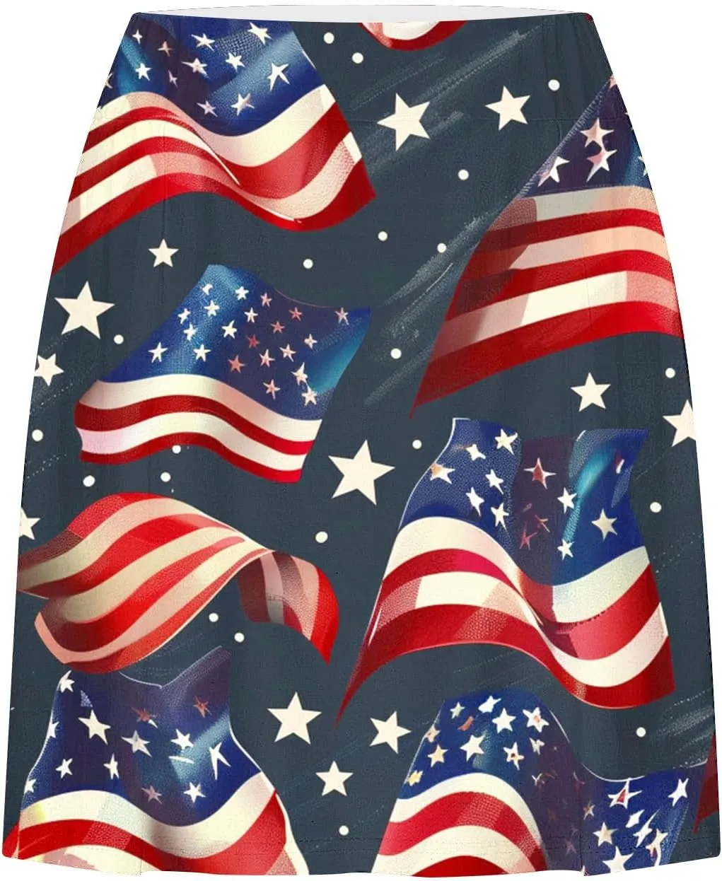 Women Tennis Skirts with Pockets High Waisted Athletic Golf Skorts Skirts Independence Day Print Yoga Leggings Shorts