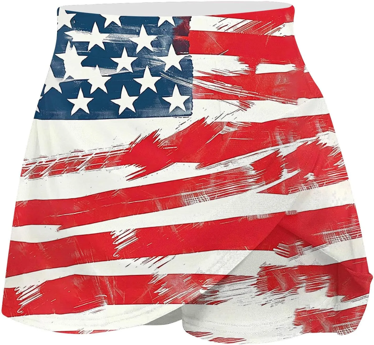Women Tennis Skirts with Pockets High Waisted Athletic Golf Skorts Skirts Independence Day Print Yoga Leggings Shorts