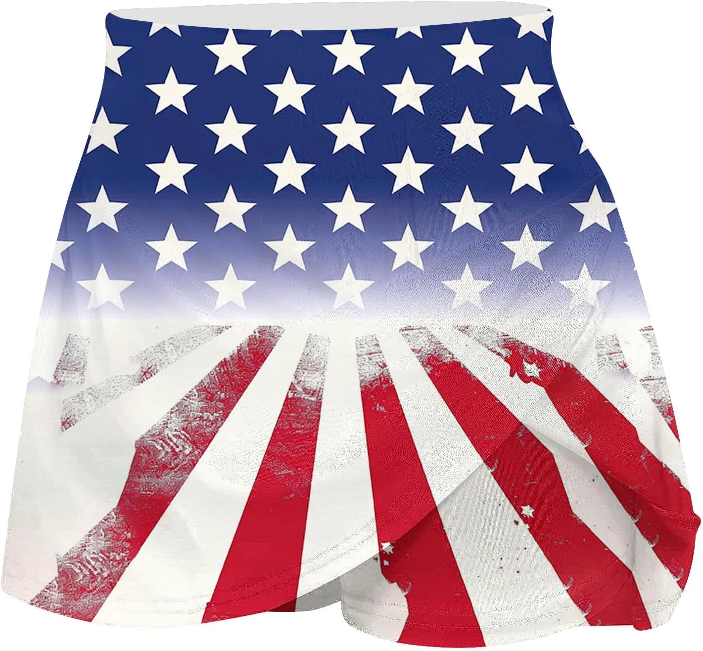 Women Tennis Skirts with Pockets High Waisted Athletic Golf Skorts Skirts Independence Day Print Yoga Leggings Shorts