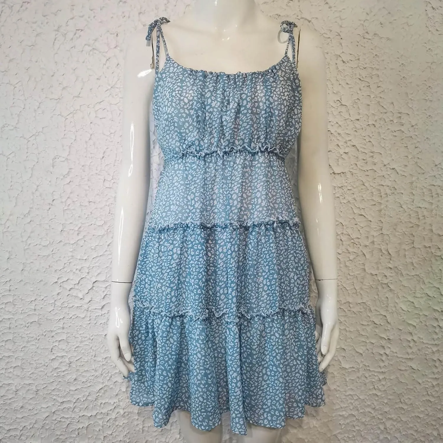 Womens 2024 Summer Floral Mini Dress Adjustable Spaghetti Strap Solid/Boho Flowy Ruffle Sleeveless Elegant/Sexy Mini Dress