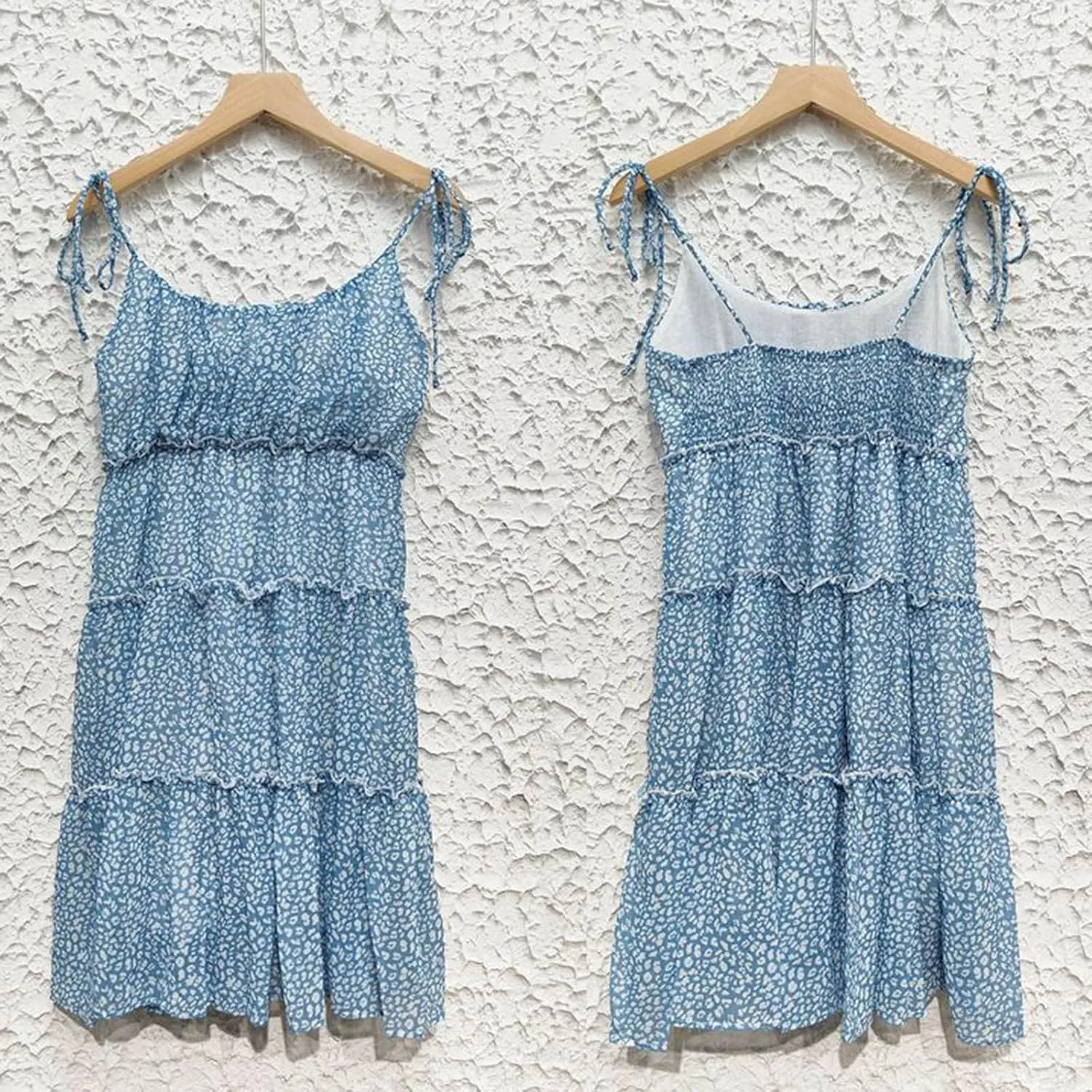 Womens 2024 Summer Floral Mini Dress Adjustable Spaghetti Strap Solid/Boho Flowy Ruffle Sleeveless Elegant/Sexy Mini Dress