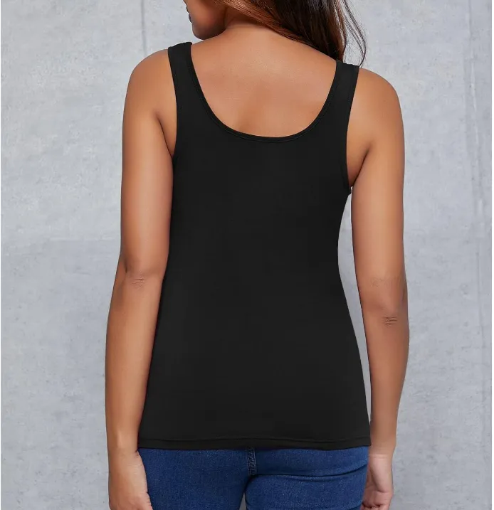Women's black cotton maternity & nursing classic tank top