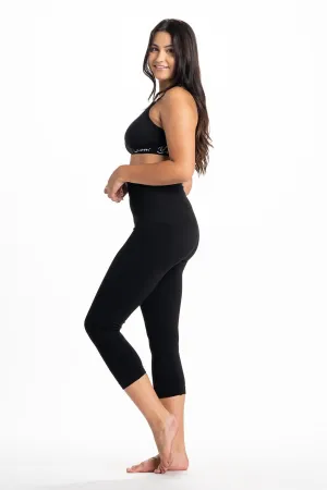 Women's black Snapback Postpartum Crop Leggings - Preggo leggings