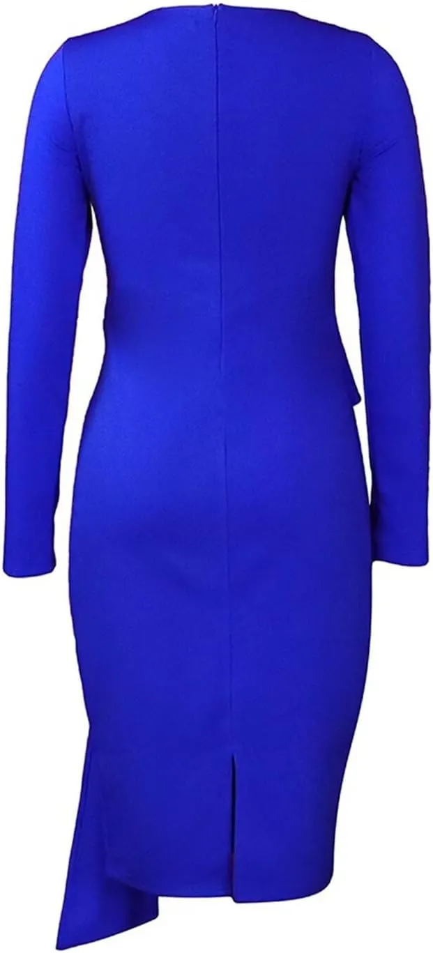 Women's Bodycon Pencil Dress for Cocktail Party Long Sleeve Elegant Midi Dresses Fitted Vintage Church Dresses