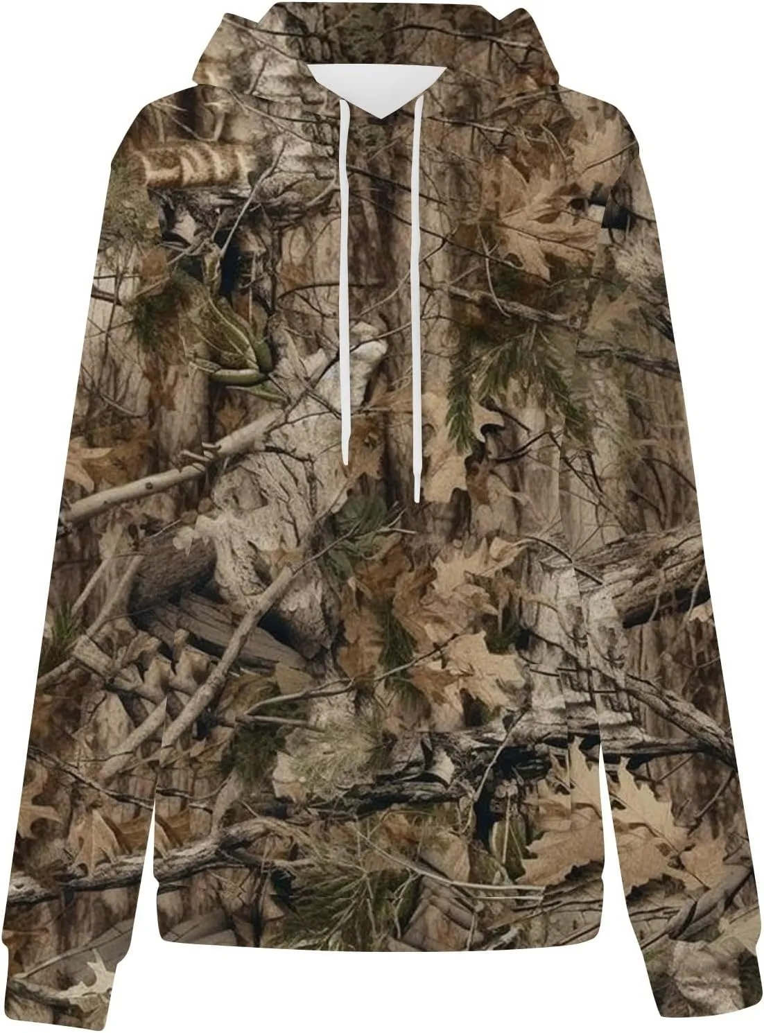 Women's Camo Hoodie Maple-Leaf Print Oversized Sweatshirt Fleece Hooded Sweatshirts with Pocket Classic Pullovers