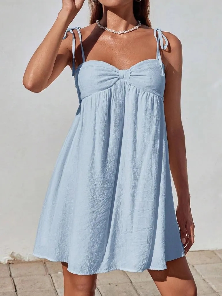 Women's Casual Loose Sleeveless Spaghetti Layered Dress Beach Vacation Mini Dresses Cute Elegant Flowy Sundress