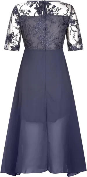 Womens Chiffon Cocktail Dress Lace V Neck Evening Gowns Elegant Flowy Wedding Guests Dresses Bridesmaid Maxi Dress