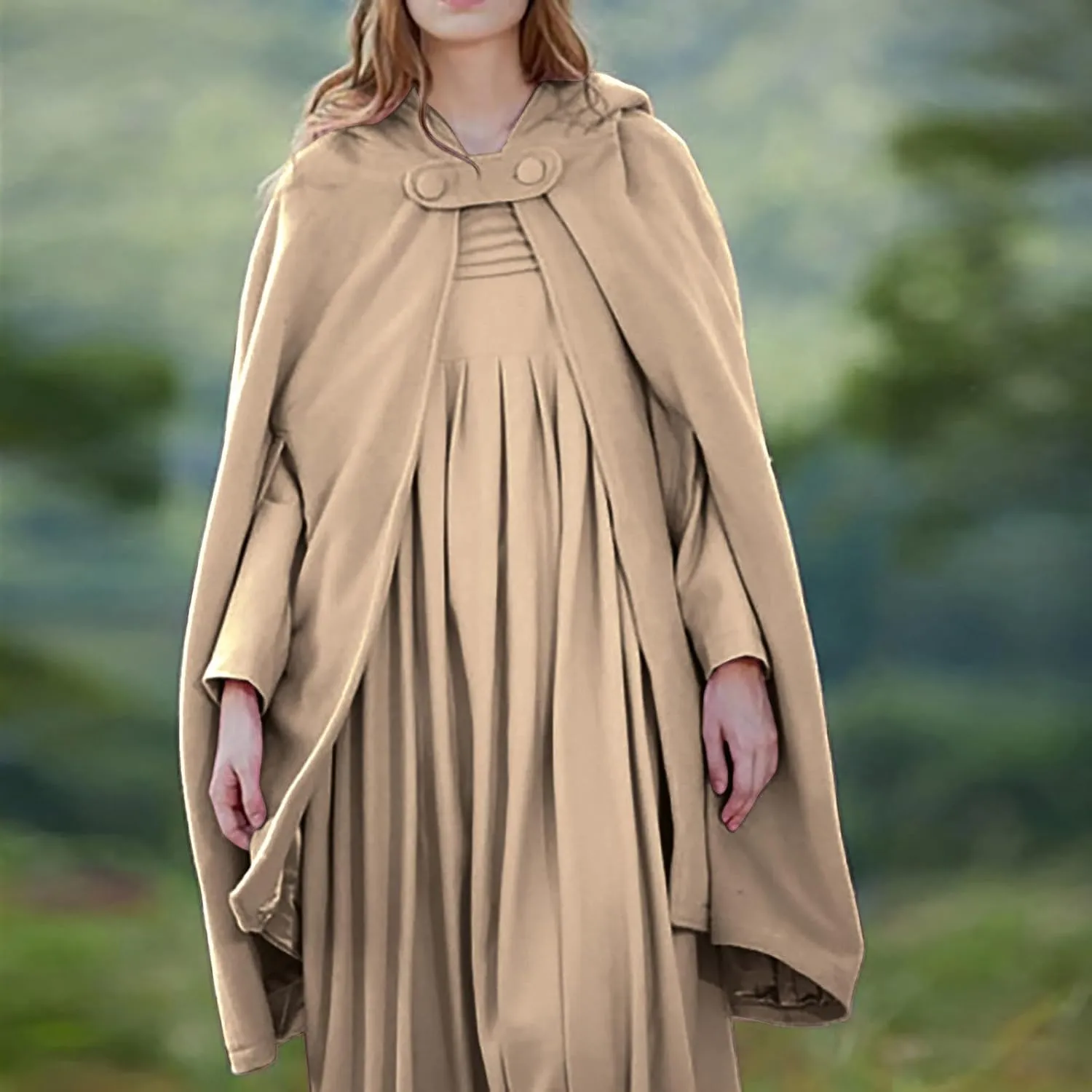 Women's Cloak Hood Wool-Blend Cape Coat Winter Cardigans Plus Size Thick Coat Solid/Classic Scotland Plaid Jackets