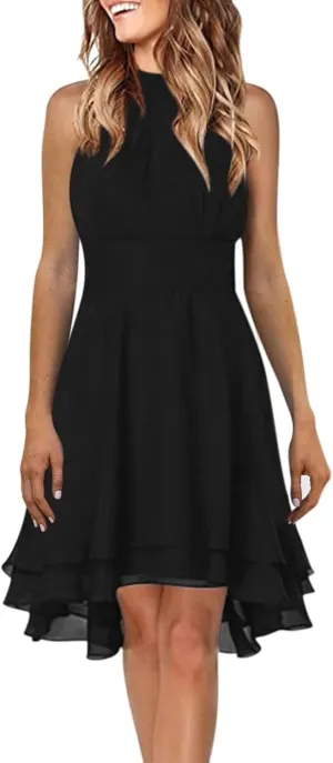 Women's Cocktail Dresses Sexy Elegant Trendy Solid Color Cold Shoulder Prom Party Midi Dress, S-5XL