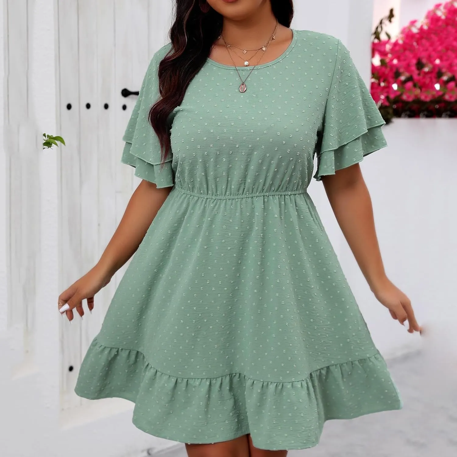 Womens Dresses Short Sleeve Dresses for Women Boat Neck Maxi Long Midi Flowy Fall Summer Dresses 2025