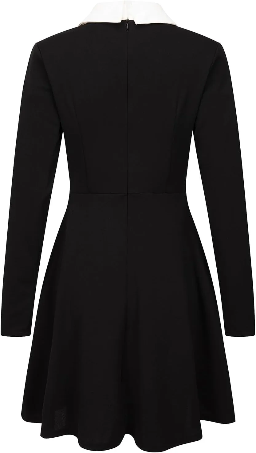 Women's Elegant Vintage Cotton Casual Floral Print Work Party Peter Pan Collar A-Line Dress with Pockets 978