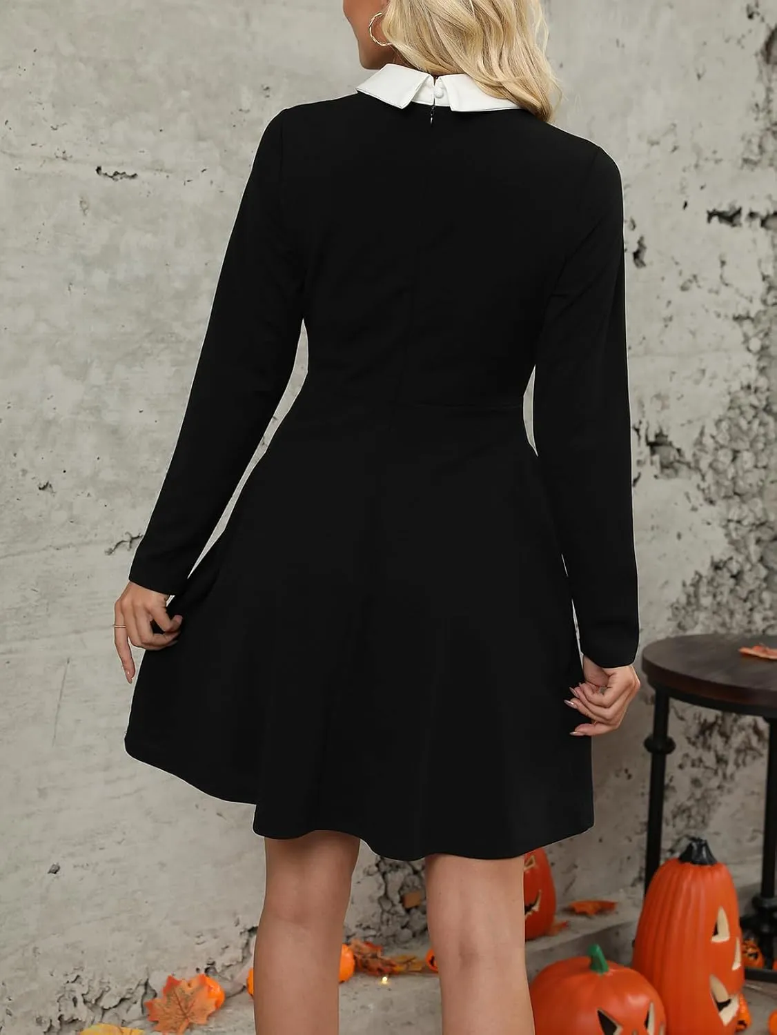 Women's Elegant Vintage Cotton Casual Floral Print Work Party Peter Pan Collar A-Line Dress with Pockets 978