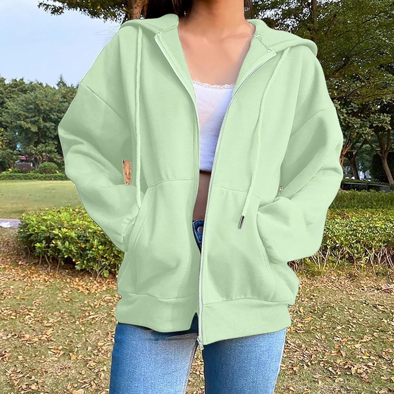 Womens Fleece Zip Up Jacket Lightweight Fall Jackets y2k Clothes Teen Girls Trendy Hoodies Sweatshirts With Pockets