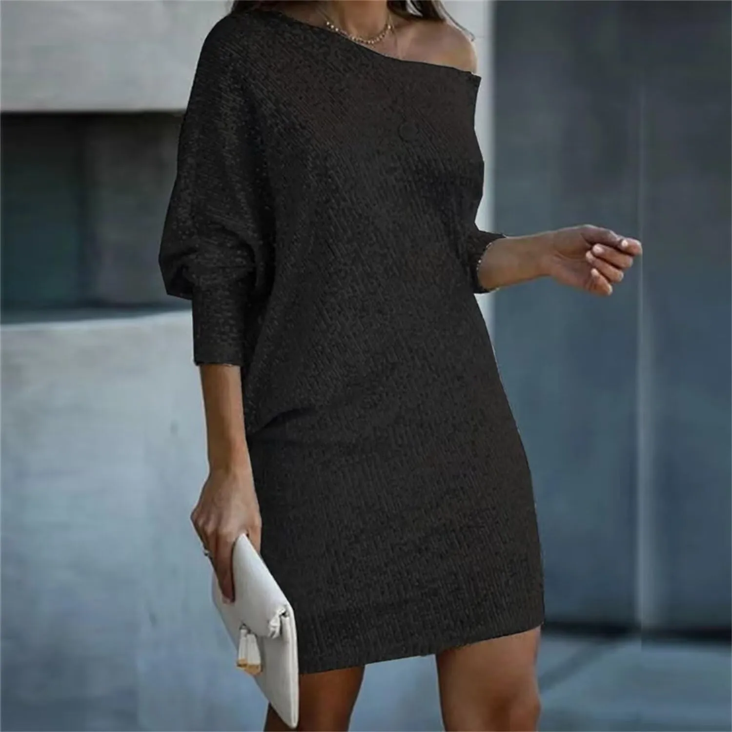 Women's Glitter Sequin Dress Loose Sparkly Sequin Party Club Dresses V Neck Short Sleeve Swing Midi Dress