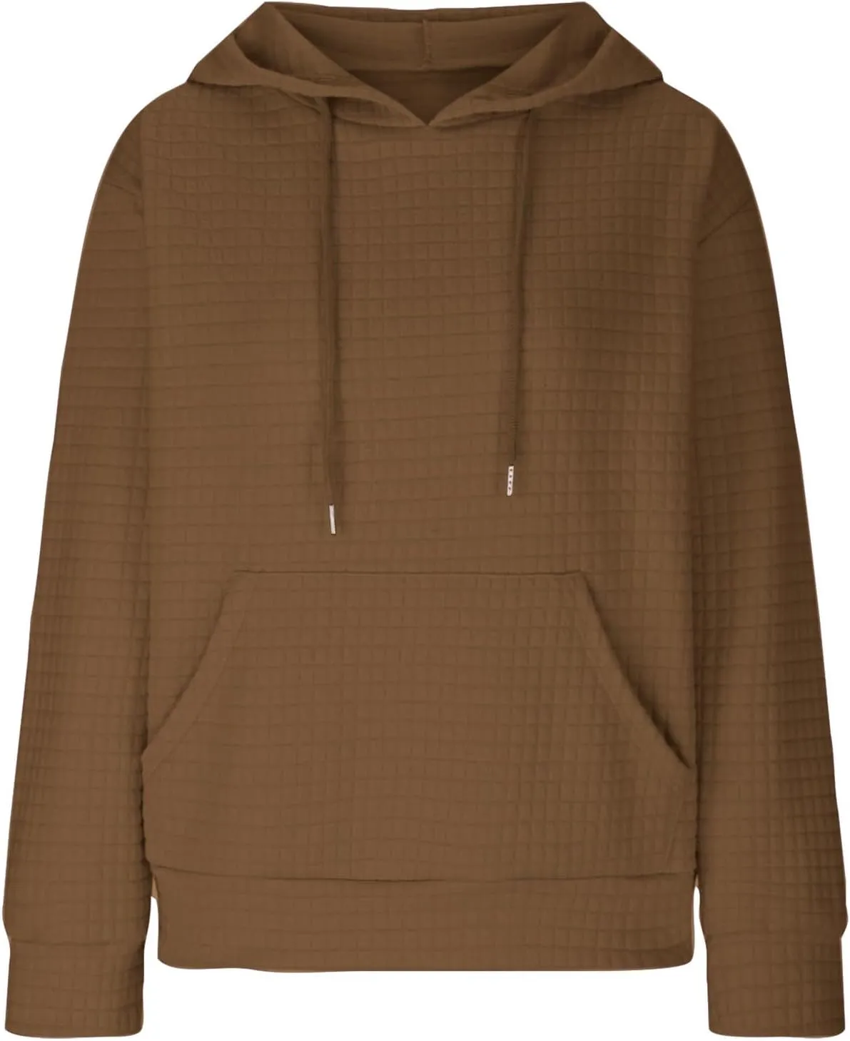 Womens Hoodies Fashion Solid Color Tops Long Sleeve Casual Loose Fitted Sweatshirt Pocket Drawstring Pullover