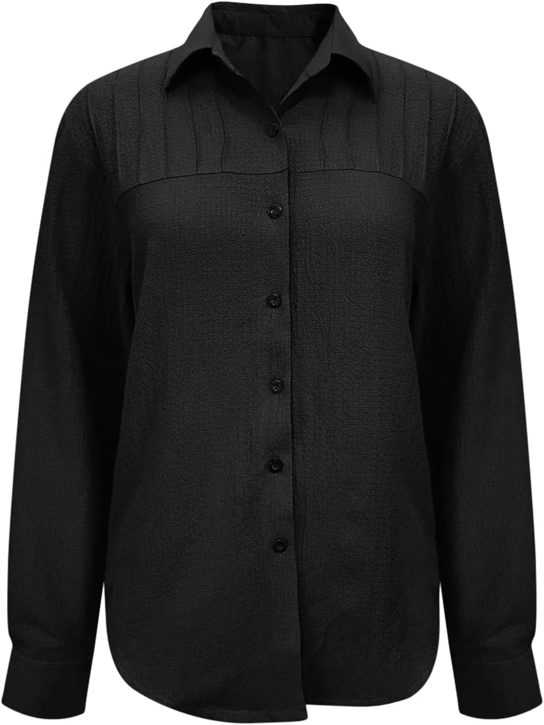 Womens Long Sleeve Tops V Neck Button Down Blouses Solid Classic Fit Shirts Spring Fall Daily Party Fashion Clothes