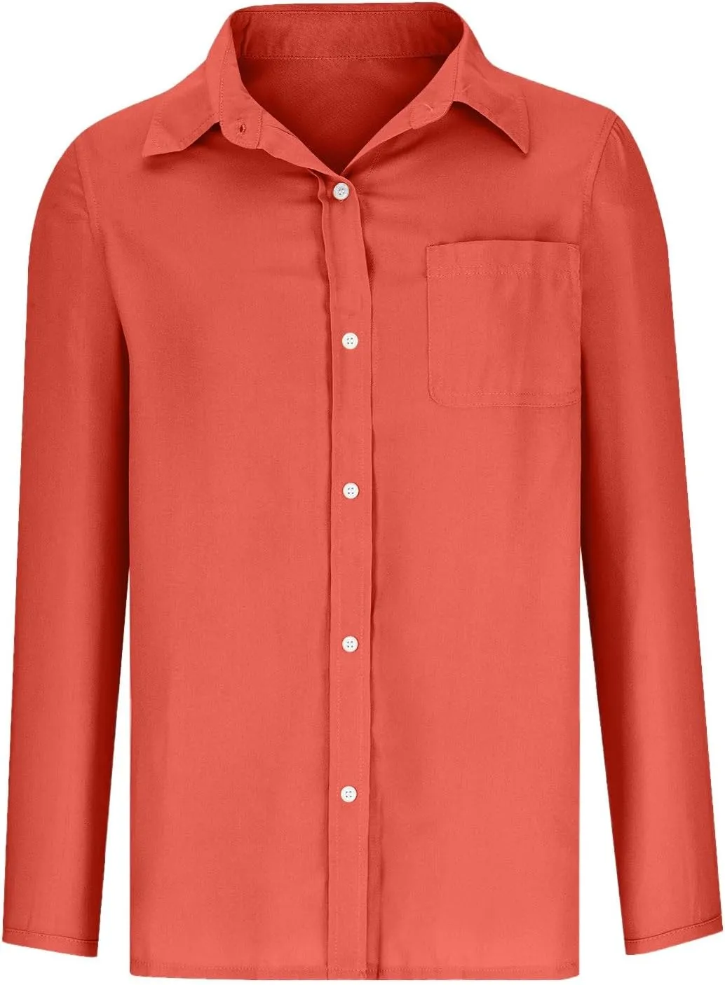 Womens Long Sleeve Tops V Neck Button Down Blouses Solid Classic Fit Shirts Spring Fall Daily Party Fashion Clothes