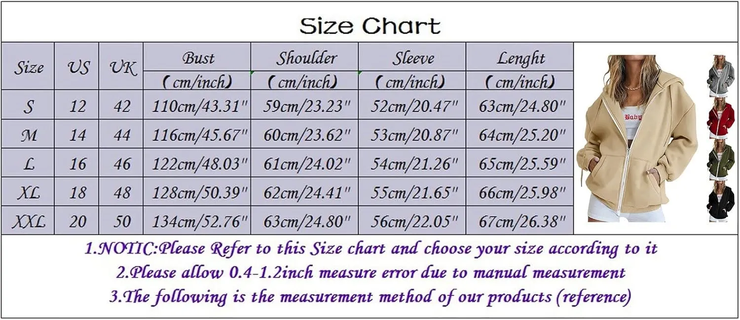 Women's Oversized Full Zip Hoodies Lightweight Casual Y2K Fashion Sweatshirts 2023 Fall Trendy Jackets Streetwear