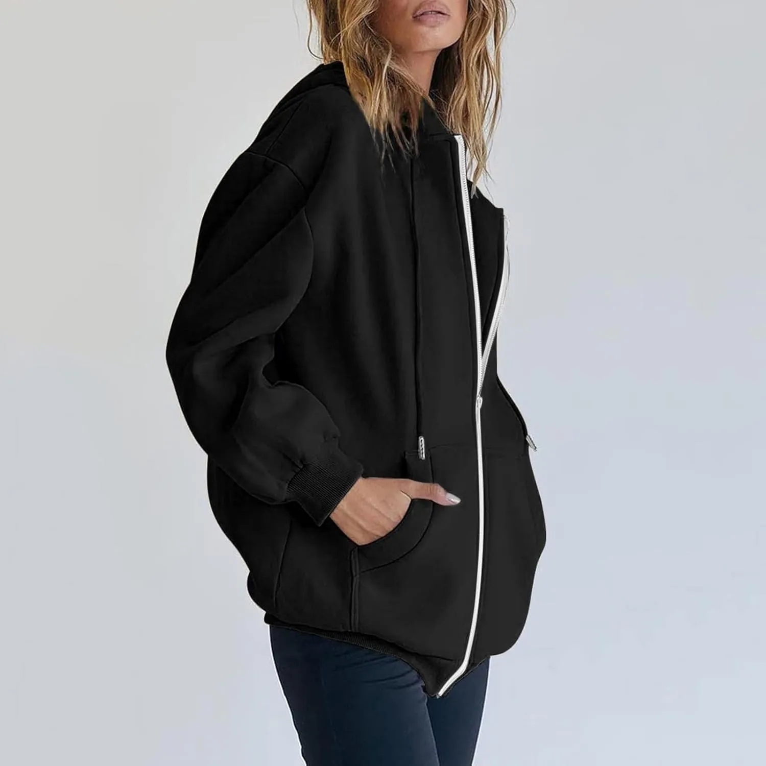 Women's Oversized Full Zip Hoodies Lightweight Casual Y2K Fashion Sweatshirts 2023 Fall Trendy Jackets Streetwear