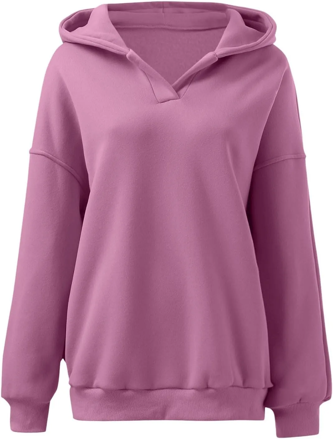 Womens Oversized Hoodie V Neck Sweatshirts 2024 Fall Tunic Pullover Top Trendy Teen Girls Preppy Clothes