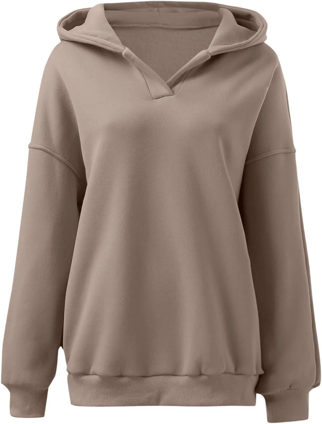 Womens Oversized Hoodie V Neck Sweatshirts 2024 Fall Tunic Pullover Top Trendy Teen Girls Preppy Clothes