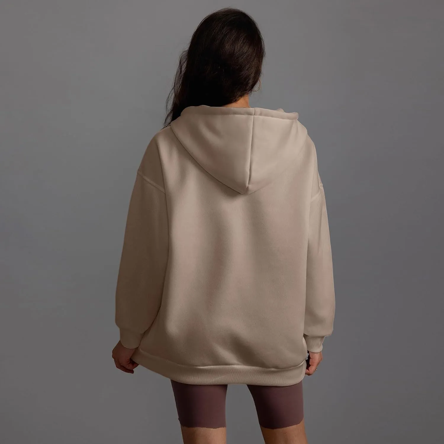 Womens Oversized Hoodie V Neck Sweatshirts 2024 Fall Tunic Pullover Top Trendy Teen Girls Preppy Clothes