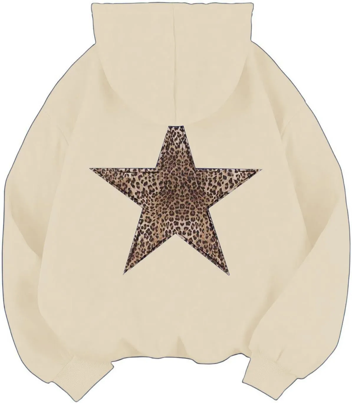 Womens Oversized Hoodies Distressed Star Graphic Sweatshirt Long Sleeve Hooded Shirt Aesthetic Pullover