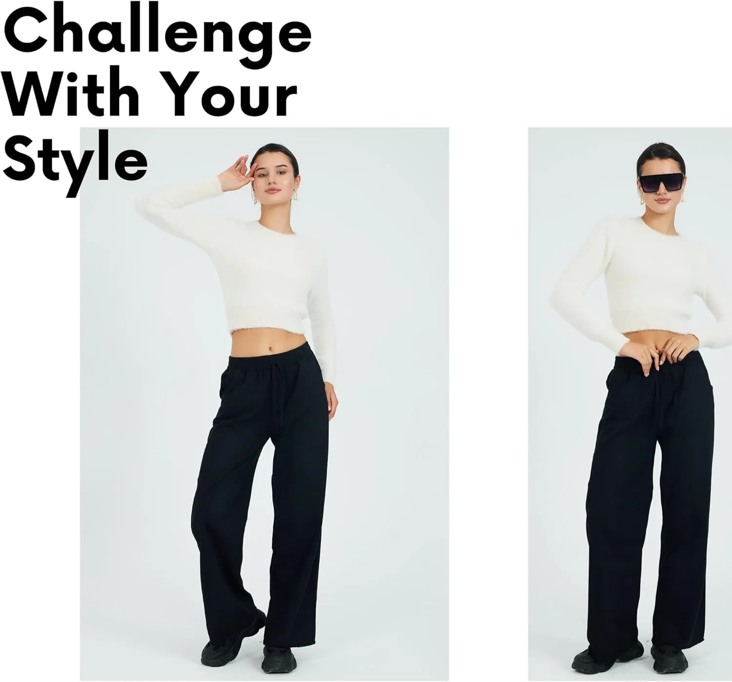 Womens Pants | High-Waisted Wide-Leg Elastic Waist Long Trousers Skirts | Casual Women's Relaxed Outfits