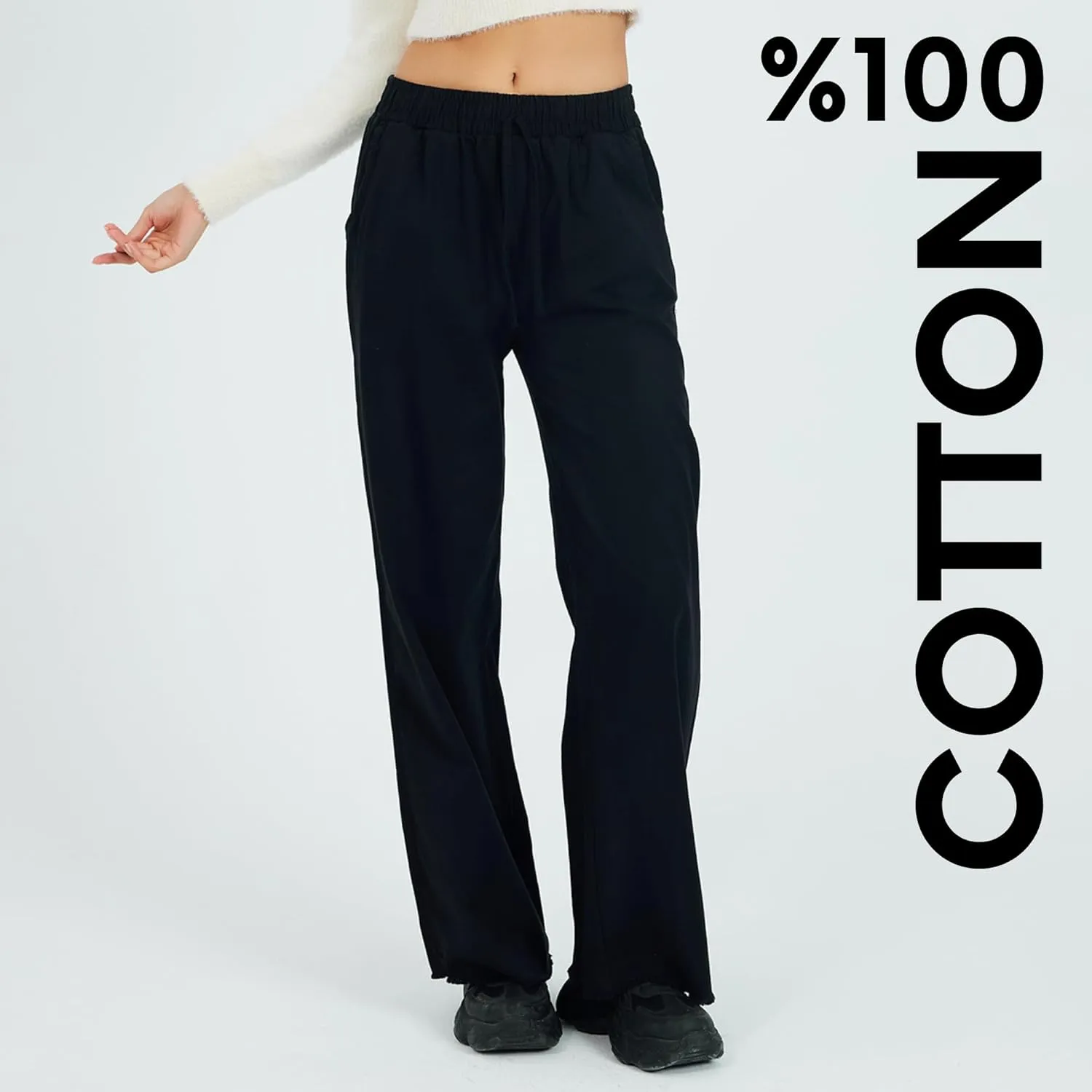 Womens Pants | High-Waisted Wide-Leg Elastic Waist Long Trousers Skirts | Casual Women's Relaxed Outfits