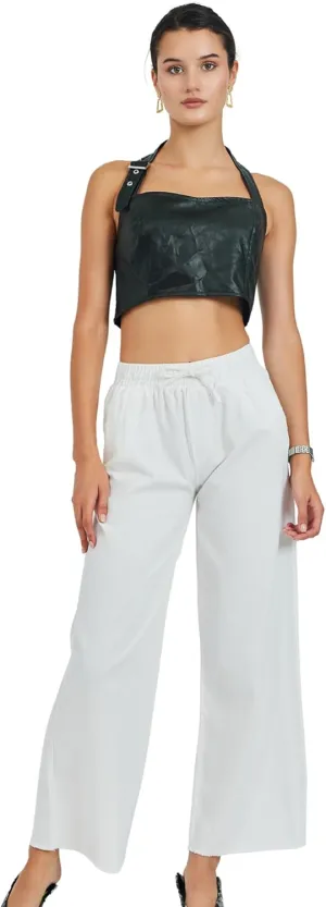 Womens Pants | High-Waisted Wide-Leg Elastic Waist Long Trousers Skirts | Casual Women's Relaxed Outfits