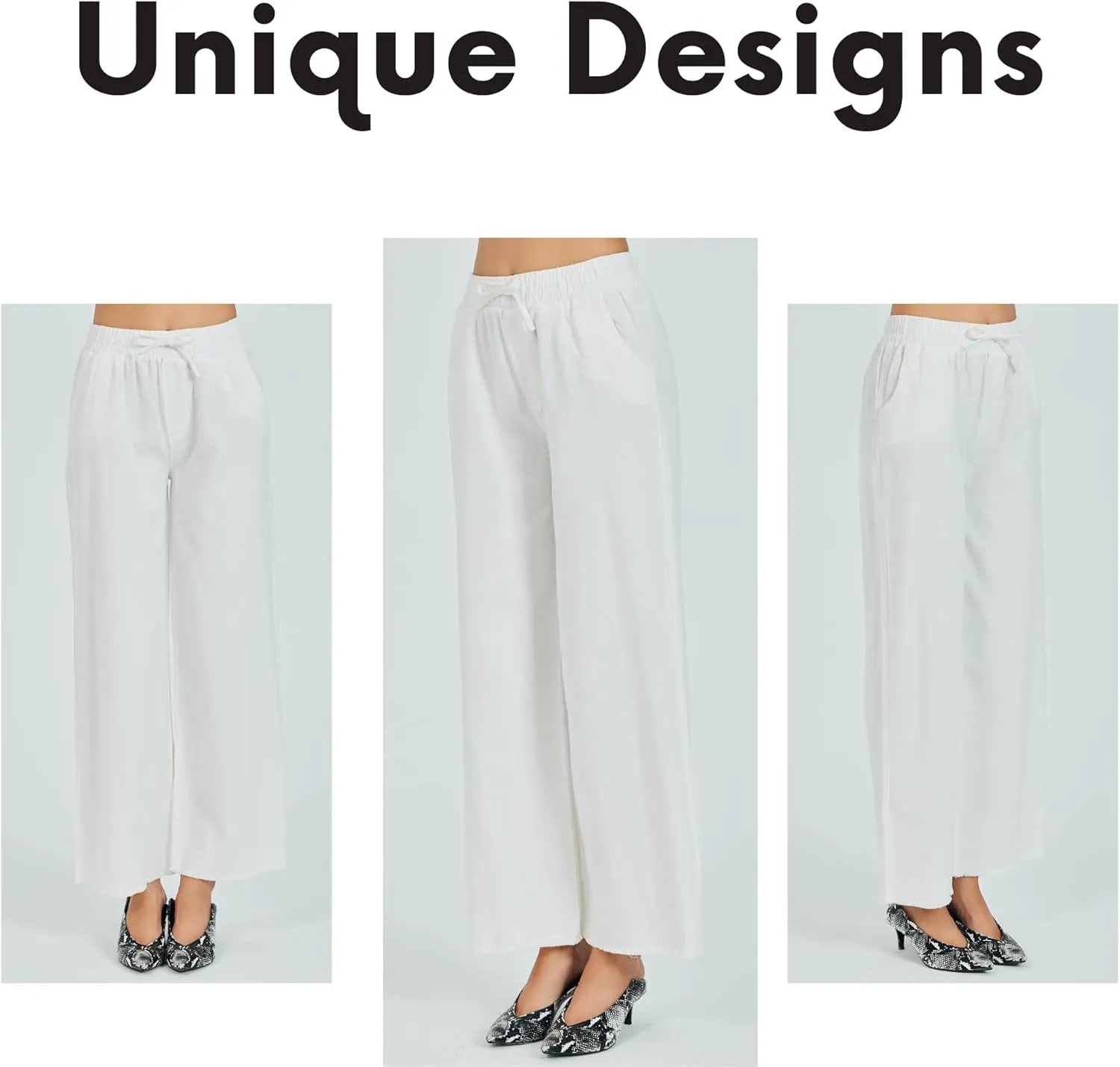 Womens Pants | High-Waisted Wide-Leg Elastic Waist Long Trousers Skirts | Casual Women's Relaxed Outfits