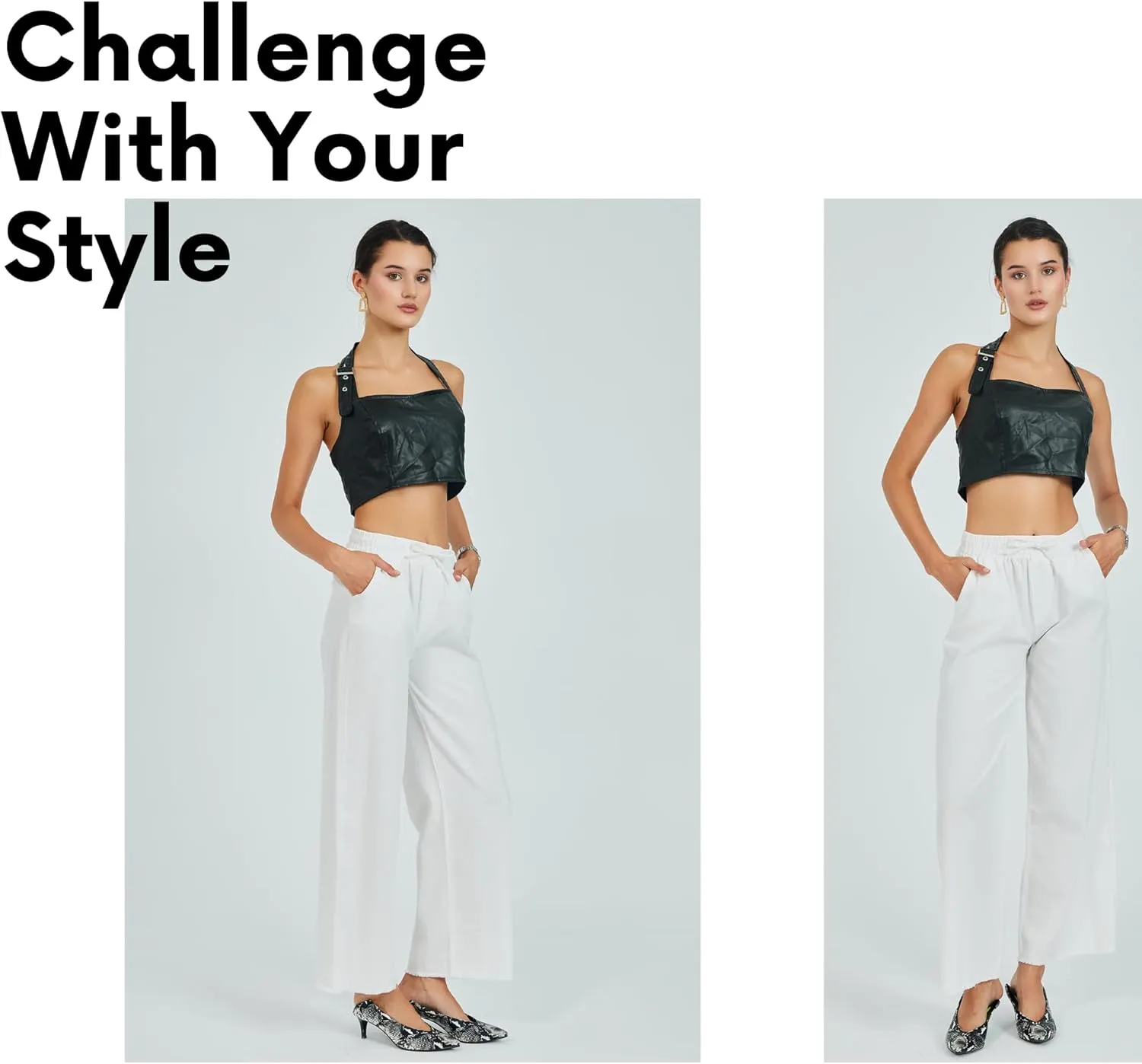 Womens Pants | High-Waisted Wide-Leg Elastic Waist Long Trousers Skirts | Casual Women's Relaxed Outfits