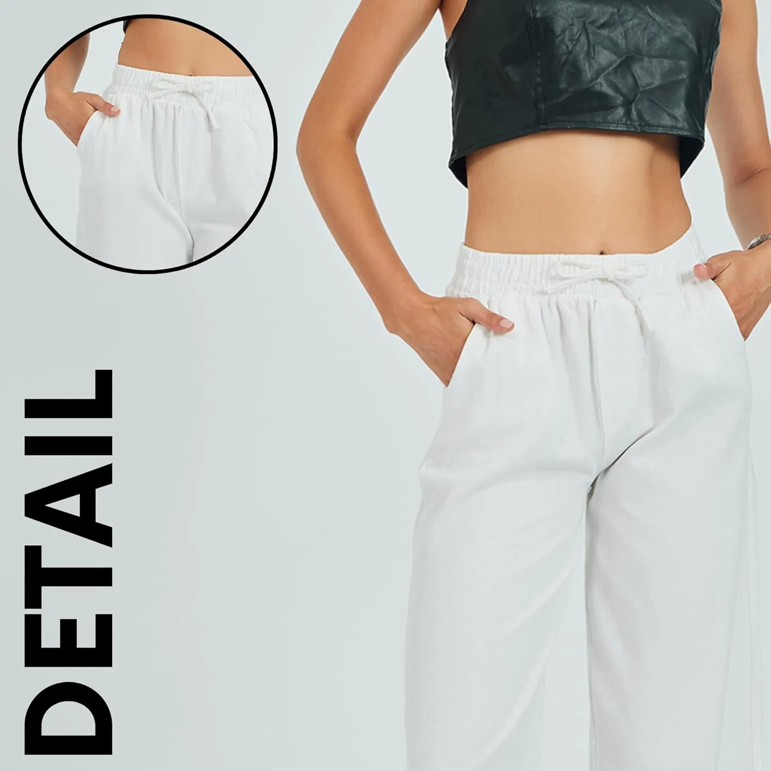 Womens Pants | High-Waisted Wide-Leg Elastic Waist Long Trousers Skirts | Casual Women's Relaxed Outfits