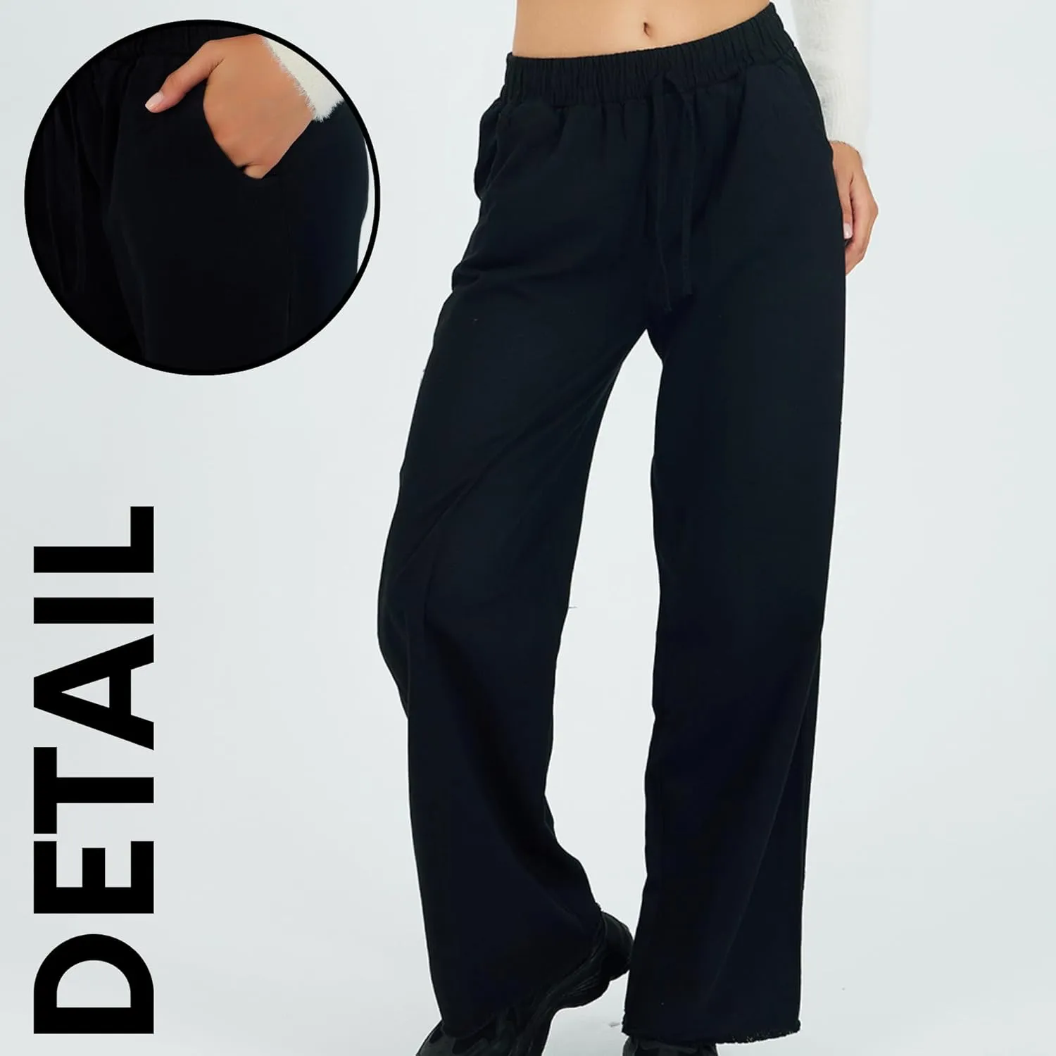 Womens Pants | High-Waisted Wide-Leg Elastic Waist Long Trousers Skirts | Casual Women's Relaxed Outfits