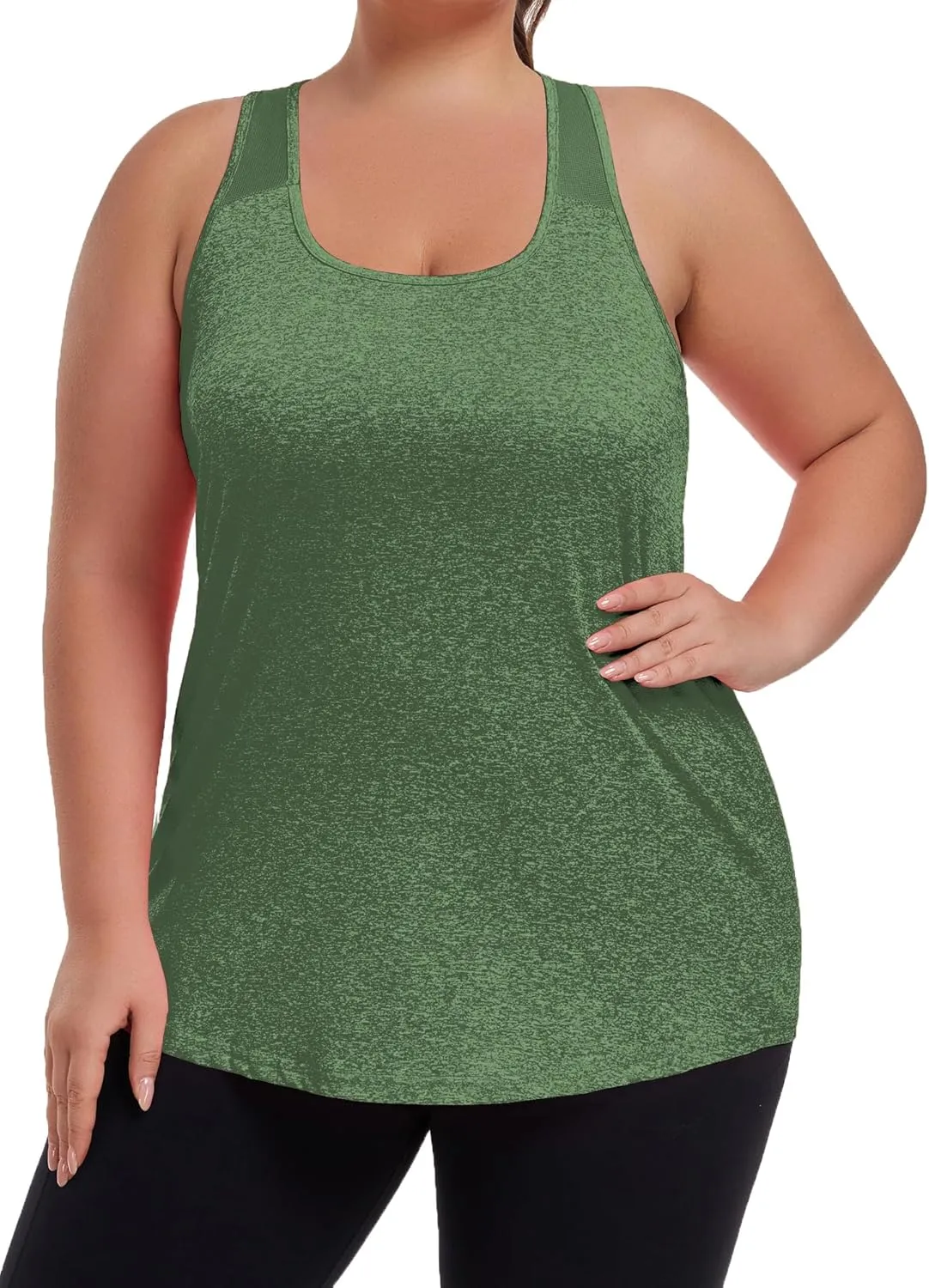 Women's Plus Size Athletic Tank Tops Racerback Workout Flowy Tops Yoga Running Sleevelss Summer Shirts Loose
