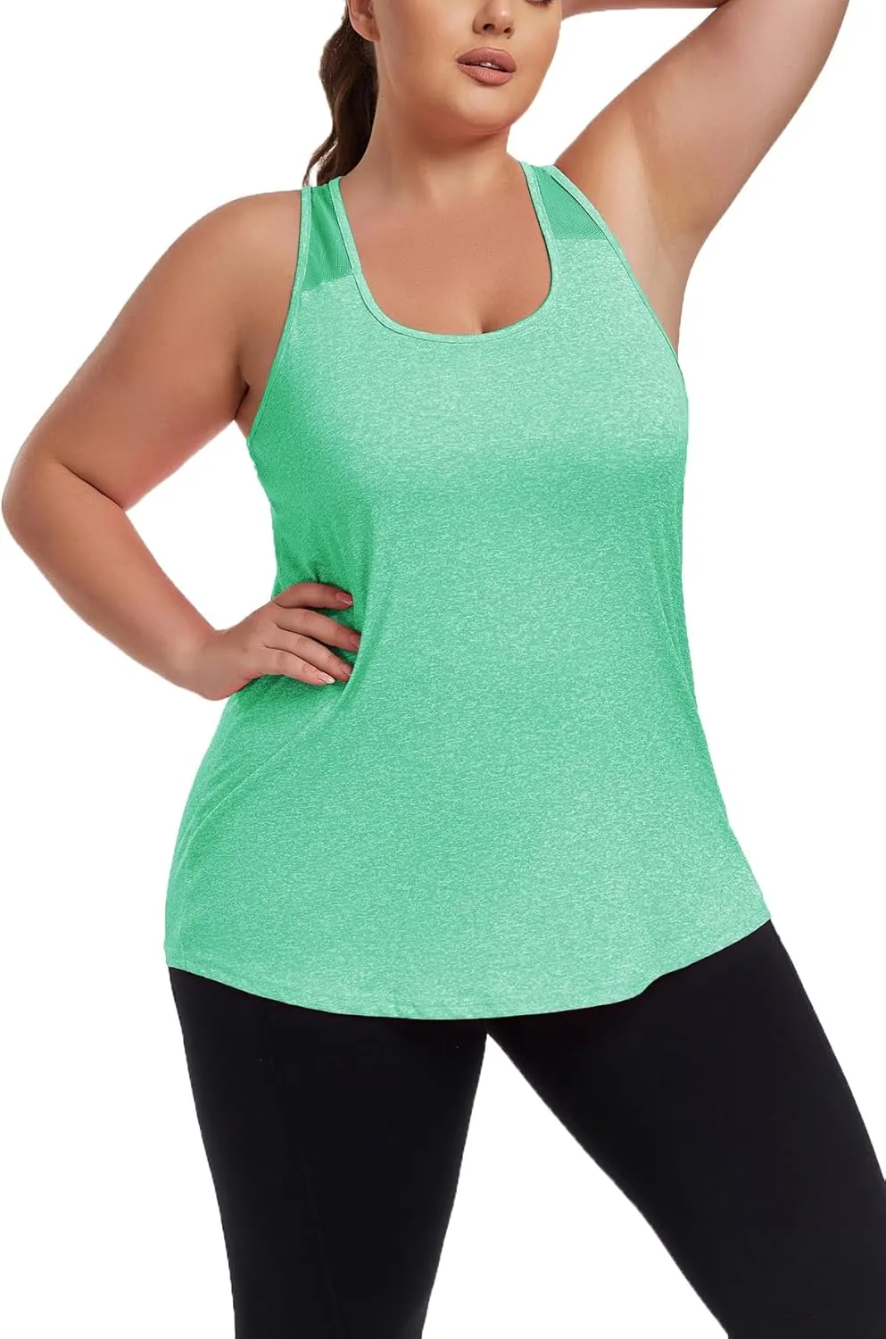 Women's Plus Size Athletic Tank Tops Racerback Workout Flowy Tops Yoga Running Sleevelss Summer Shirts Loose