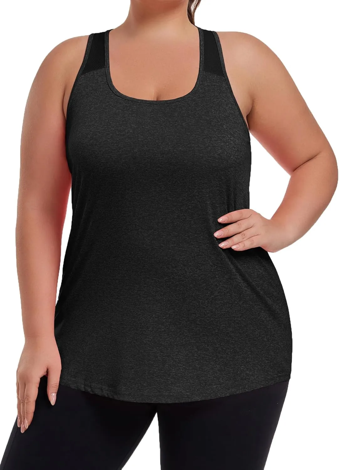 Women's Plus Size Athletic Tank Tops Racerback Workout Flowy Tops Yoga Running Sleevelss Summer Shirts Loose