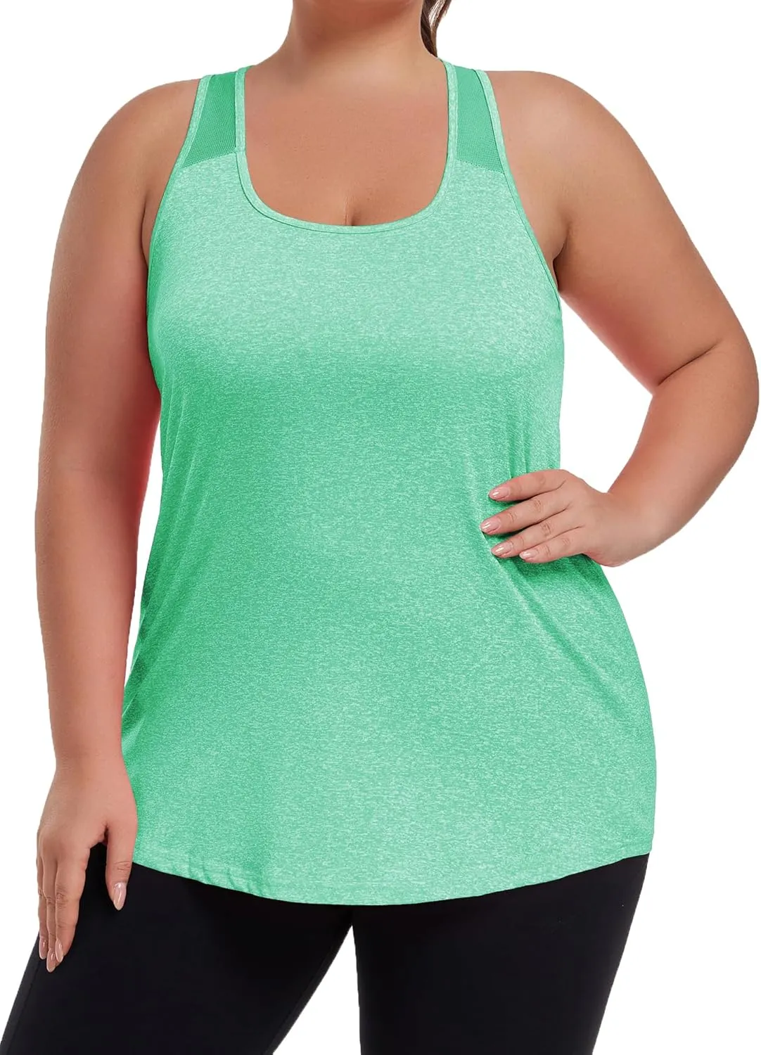 Women's Plus Size Athletic Tank Tops Racerback Workout Flowy Tops Yoga Running Sleevelss Summer Shirts Loose