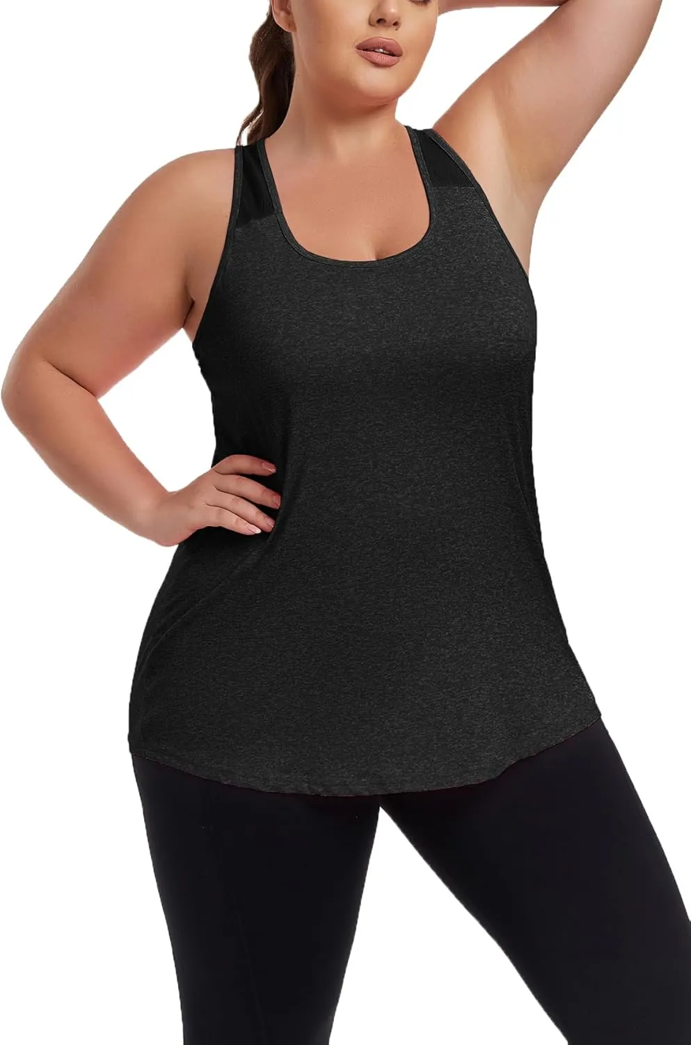 Women's Plus Size Athletic Tank Tops Racerback Workout Flowy Tops Yoga Running Sleevelss Summer Shirts Loose