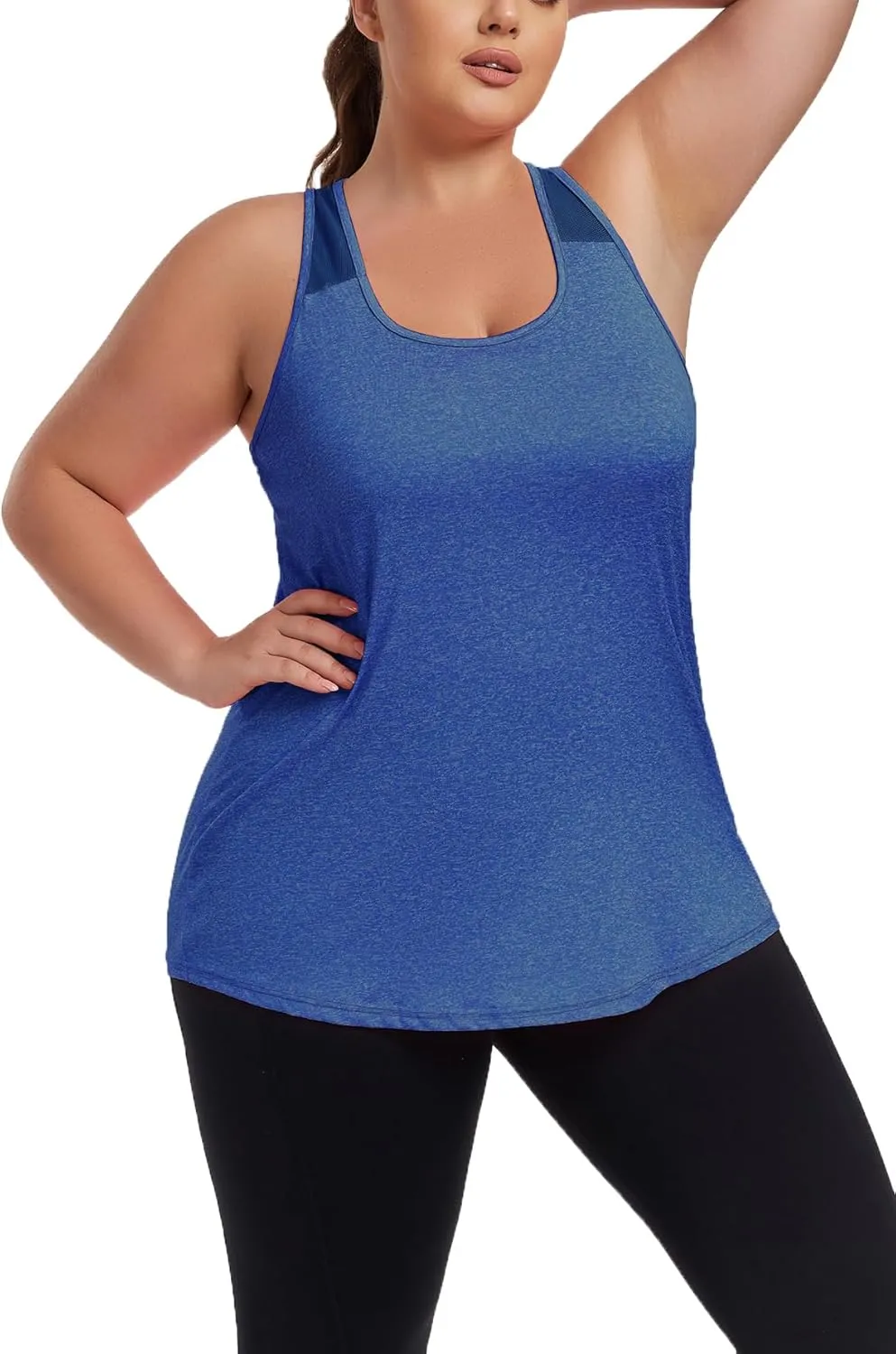 Women's Plus Size Athletic Tank Tops Racerback Workout Flowy Tops Yoga Running Sleevelss Summer Shirts Loose