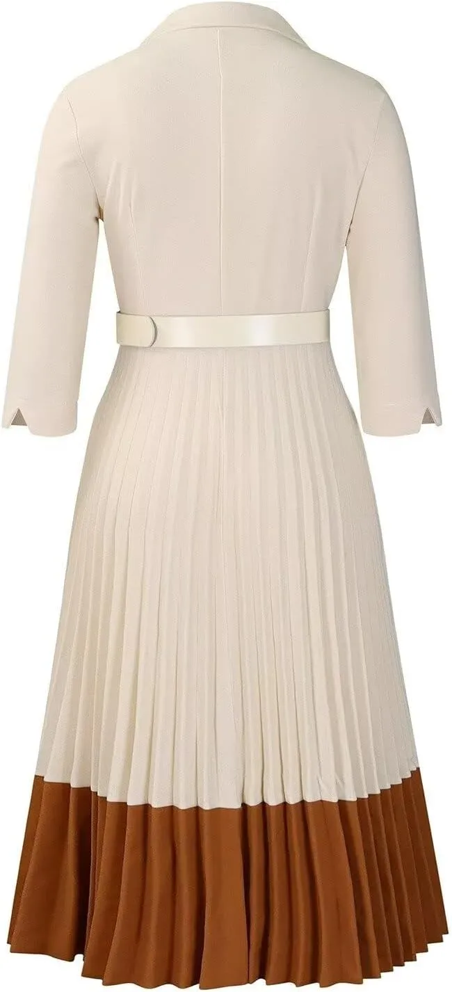 Womens Plus Size Dress V Neck Long Sleeve Midi Empire Waist Loose Fit Swing Dresses A-Line Flowy Casual Dress