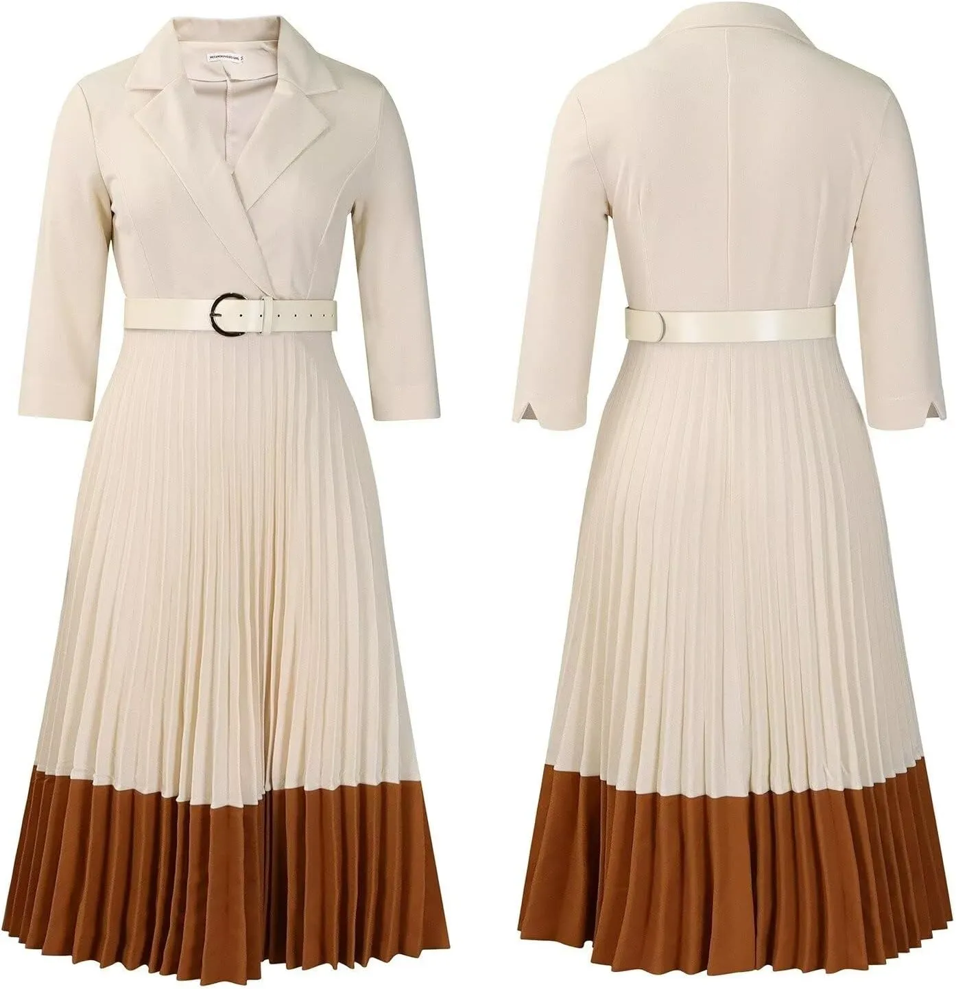 Womens Plus Size Dress V Neck Long Sleeve Midi Empire Waist Loose Fit Swing Dresses A-Line Flowy Casual Dress