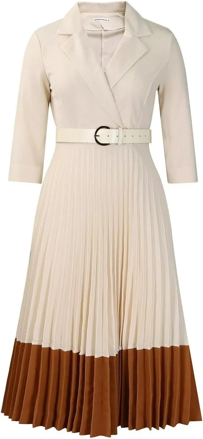 Womens Plus Size Dress V Neck Long Sleeve Midi Empire Waist Loose Fit Swing Dresses A-Line Flowy Casual Dress