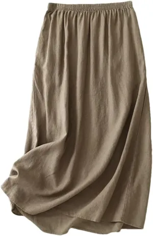 Women's Solid Color High-Waisted Skirt Female Simple and Classic Loose A-Line Skirt