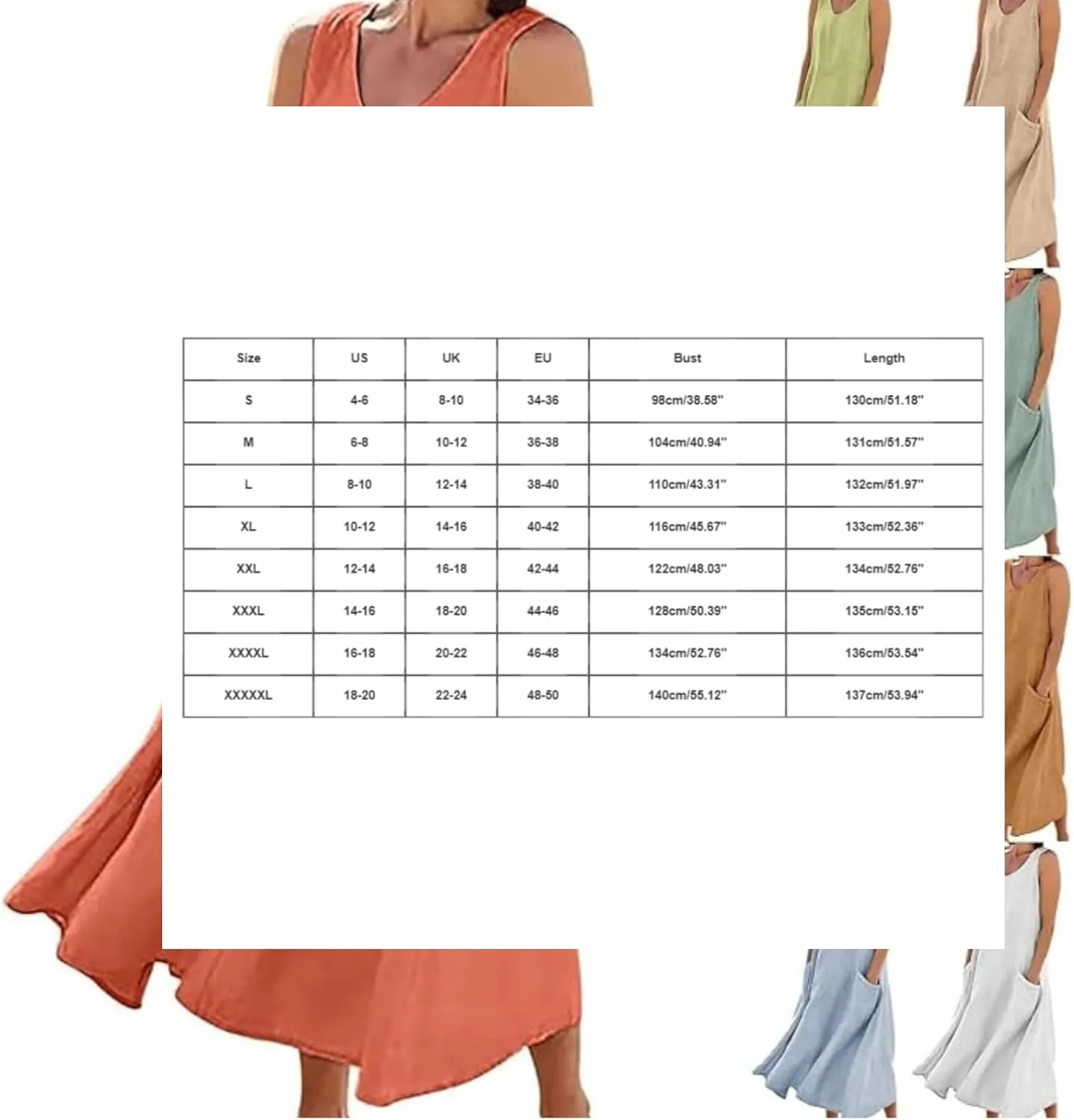 Women's Summer Cotton Linen Long Dress Plus Size Loose Dress with Pockets