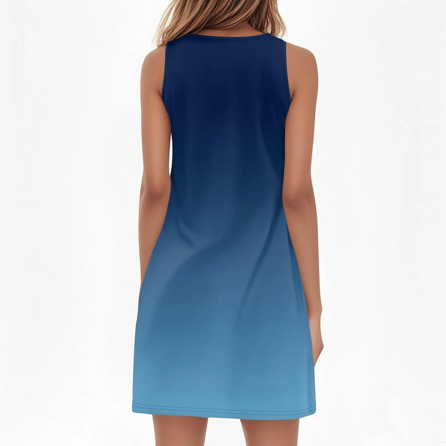 Womens Summer Dresses 2025 Casual V Neck Sleeveless Sundress Fashion Beach Print Dresses Elegant Vacation Mini-Dress
